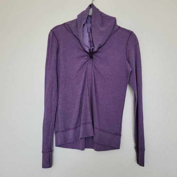 Lululemon Women's Pullover Sweatshirt Size S Purple Striped Reversible Cowl Neck - Picture 1 of 11